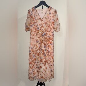 Sundance Floral Midi Dress in Pink and Purple